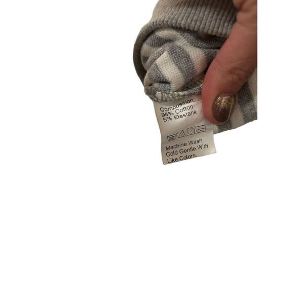 Dazy Grey White Striped Knit Crewneck Pull Over Sweater Size Small - Picture 7 of 11